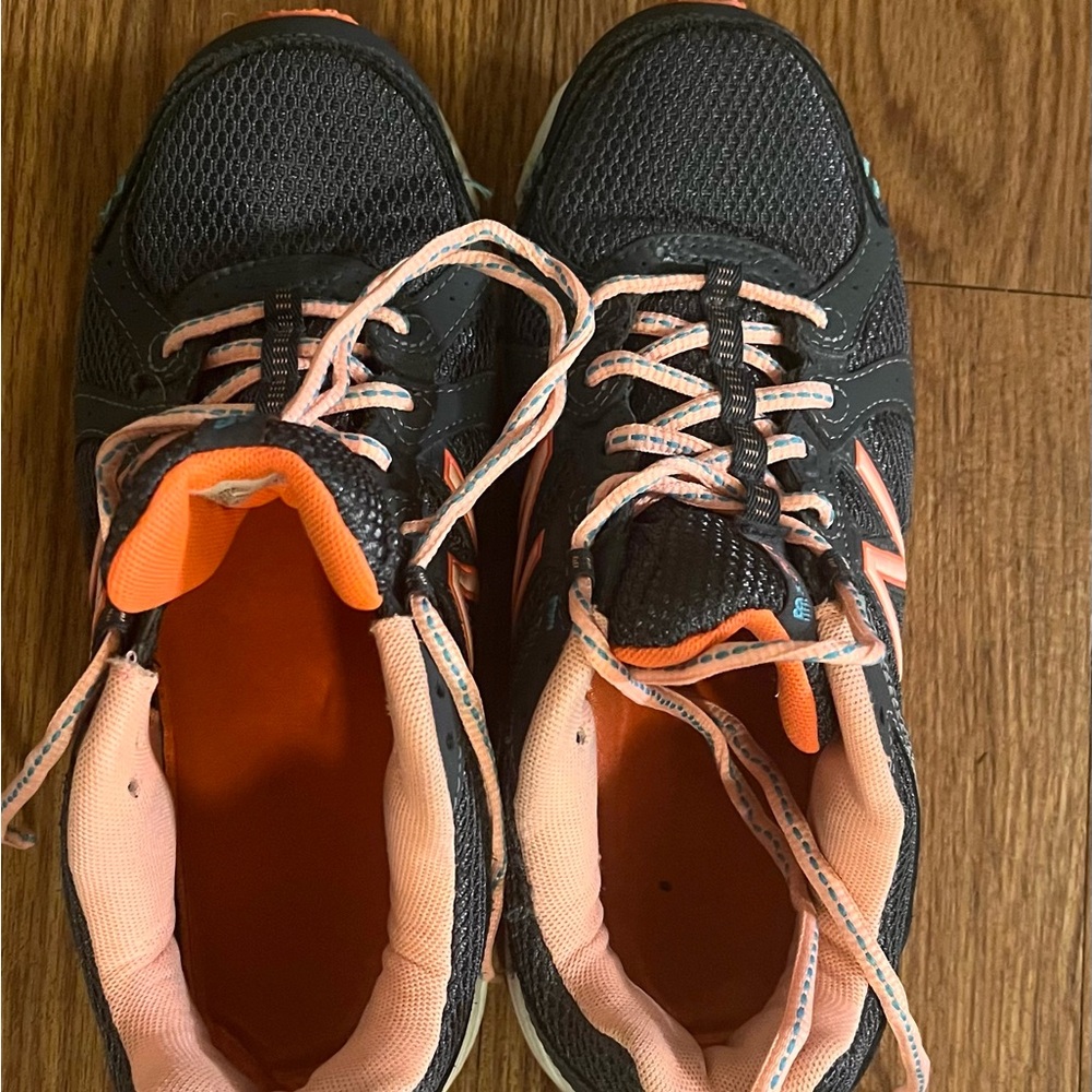 New Balance Charcoal and Neon Orange Sneakers